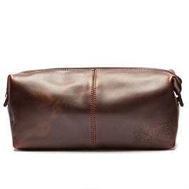 Wash Bag, Leather with Tartan Lining thumbnail